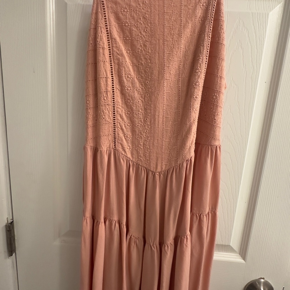 Wild Fable Pink Smocked Tiered Maxi Skirt